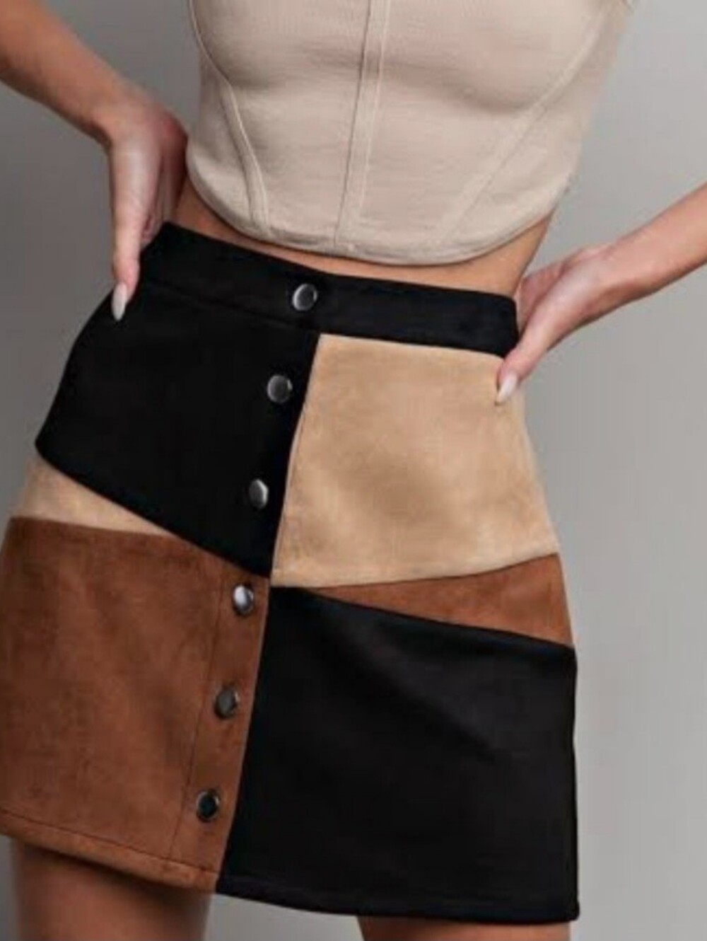 Altar'd State Colorblock Sueded Mini Skirt NWOT BEAUTIFIL!!! Large